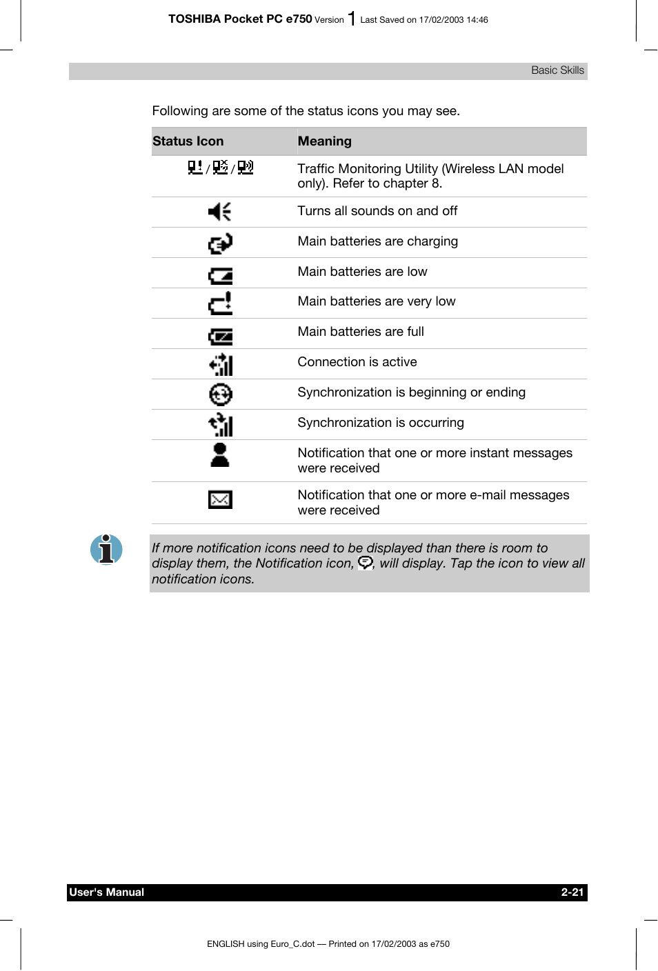 Toshiba Pocket PC e750 User Manual | Page 41 / 177