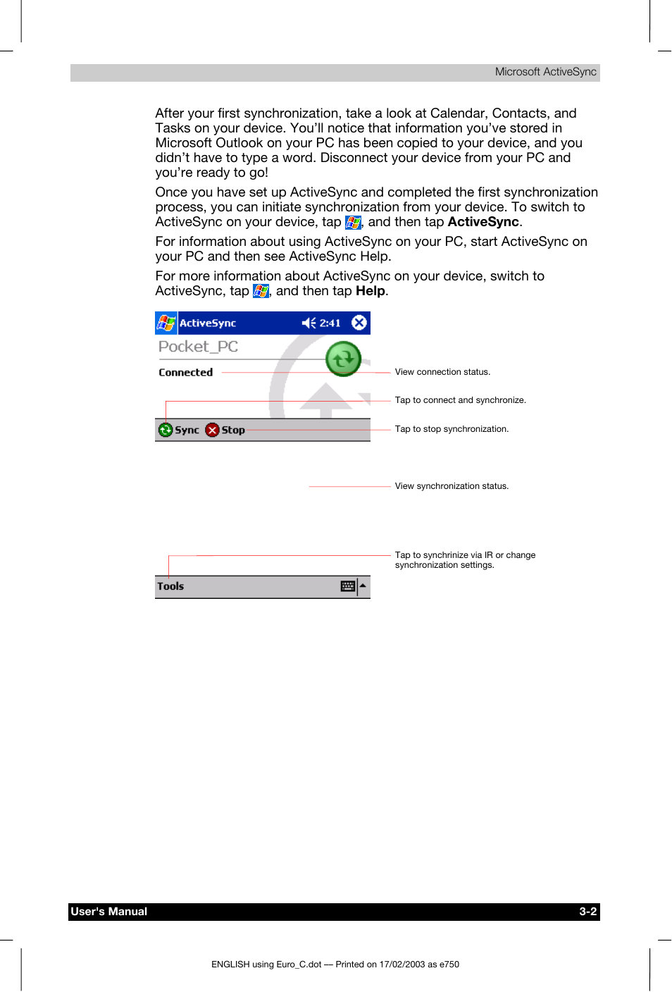 Toshiba Pocket PC e750 User Manual | Page 66 / 177