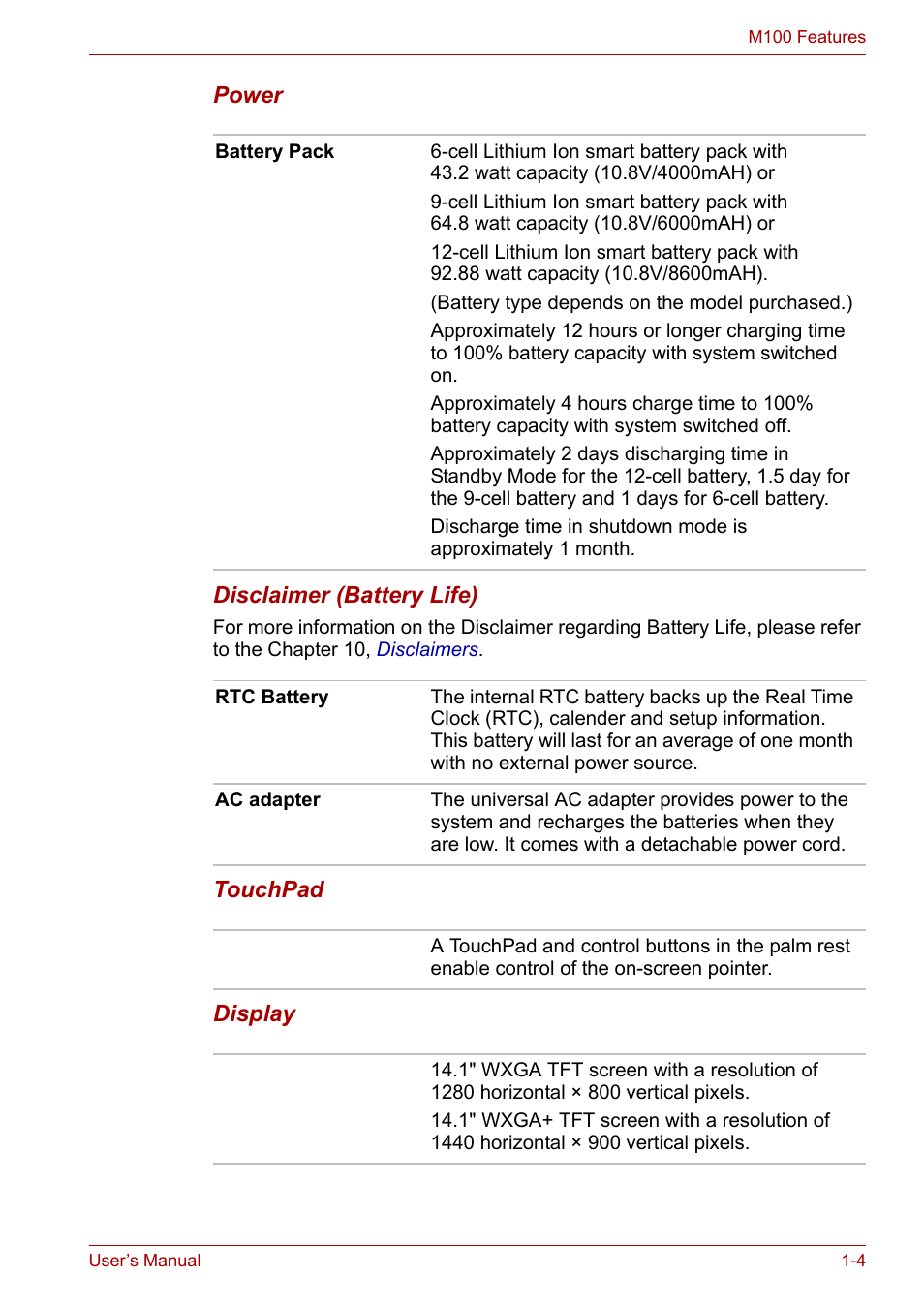 Toshiba Satellite M100 (PSMA1) User Manual | Page 26 / 173