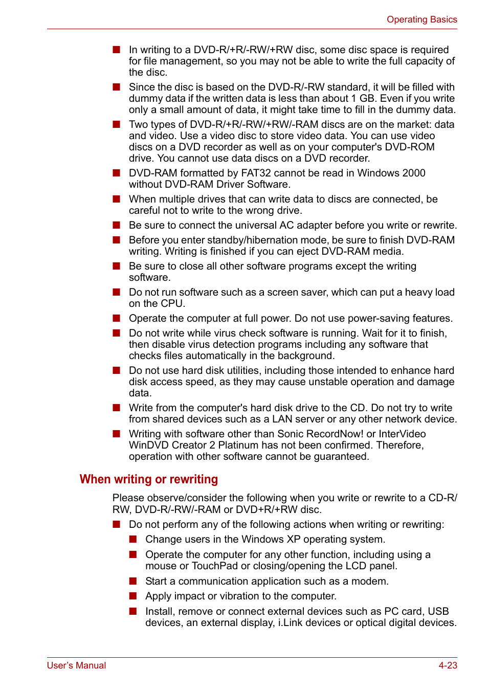 When writing or rewriting | Toshiba Satellite M100 (PSMA1) User Manual | Page 83 / 173
