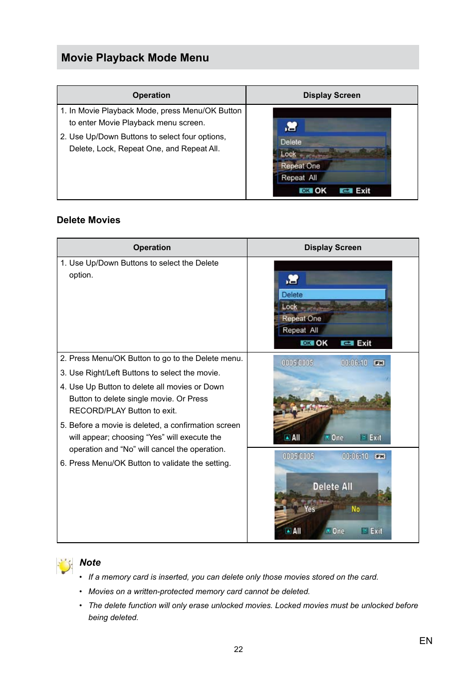 Movie playback mode menu | Toshiba Camileo P30 User Manual | Page 24 / 46