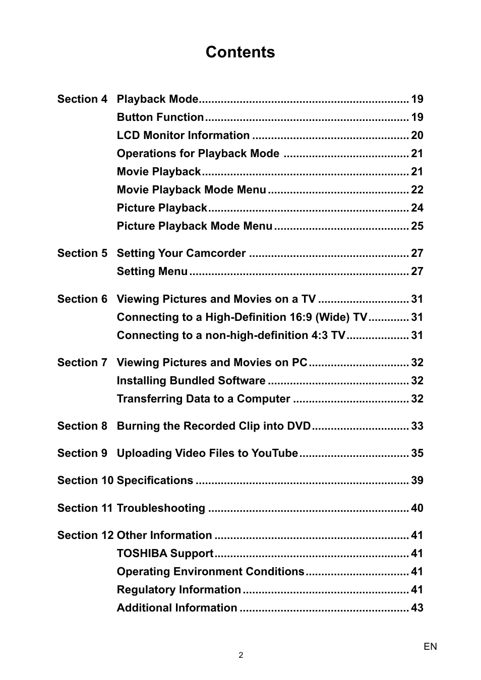 Toshiba Camileo P30 User Manual | Page 4 / 46