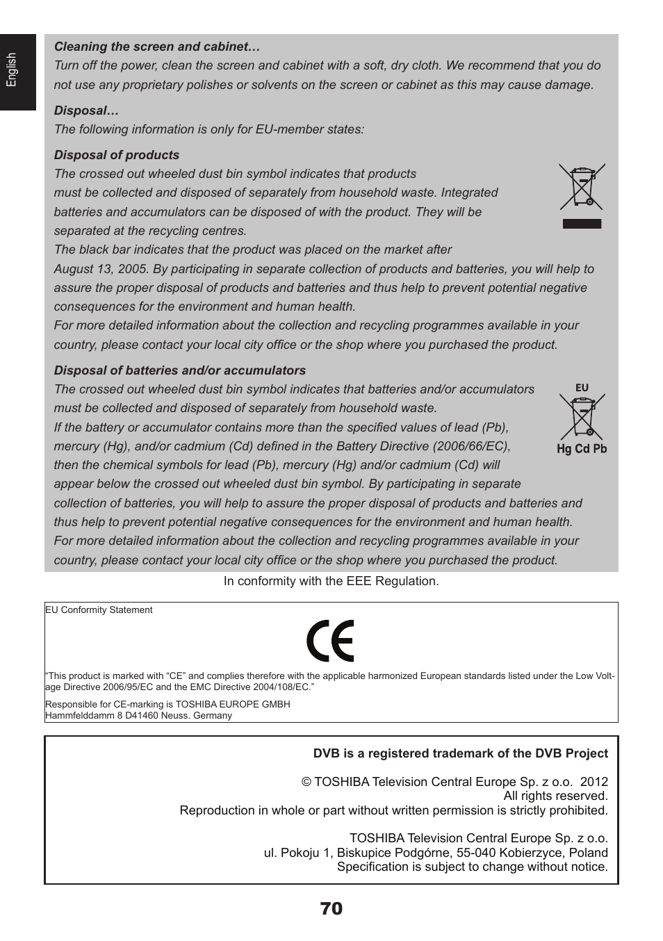 Toshiba EL933 User Manual | Page 70 / 72