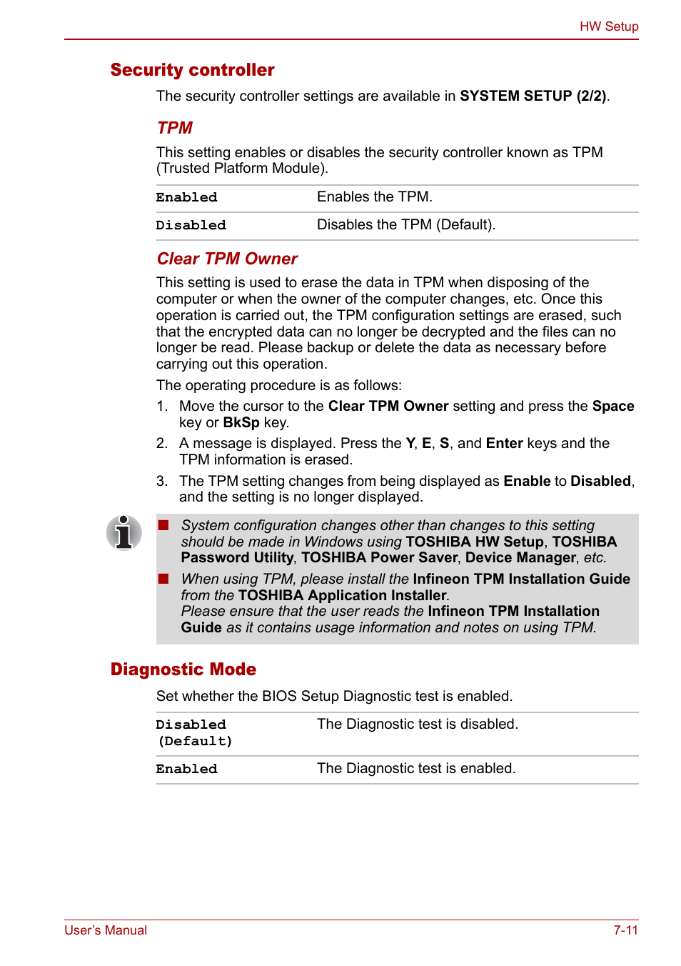 Security controller, Diagnostic mode | Toshiba Tecra S3 User Manual | Page 151 / 250