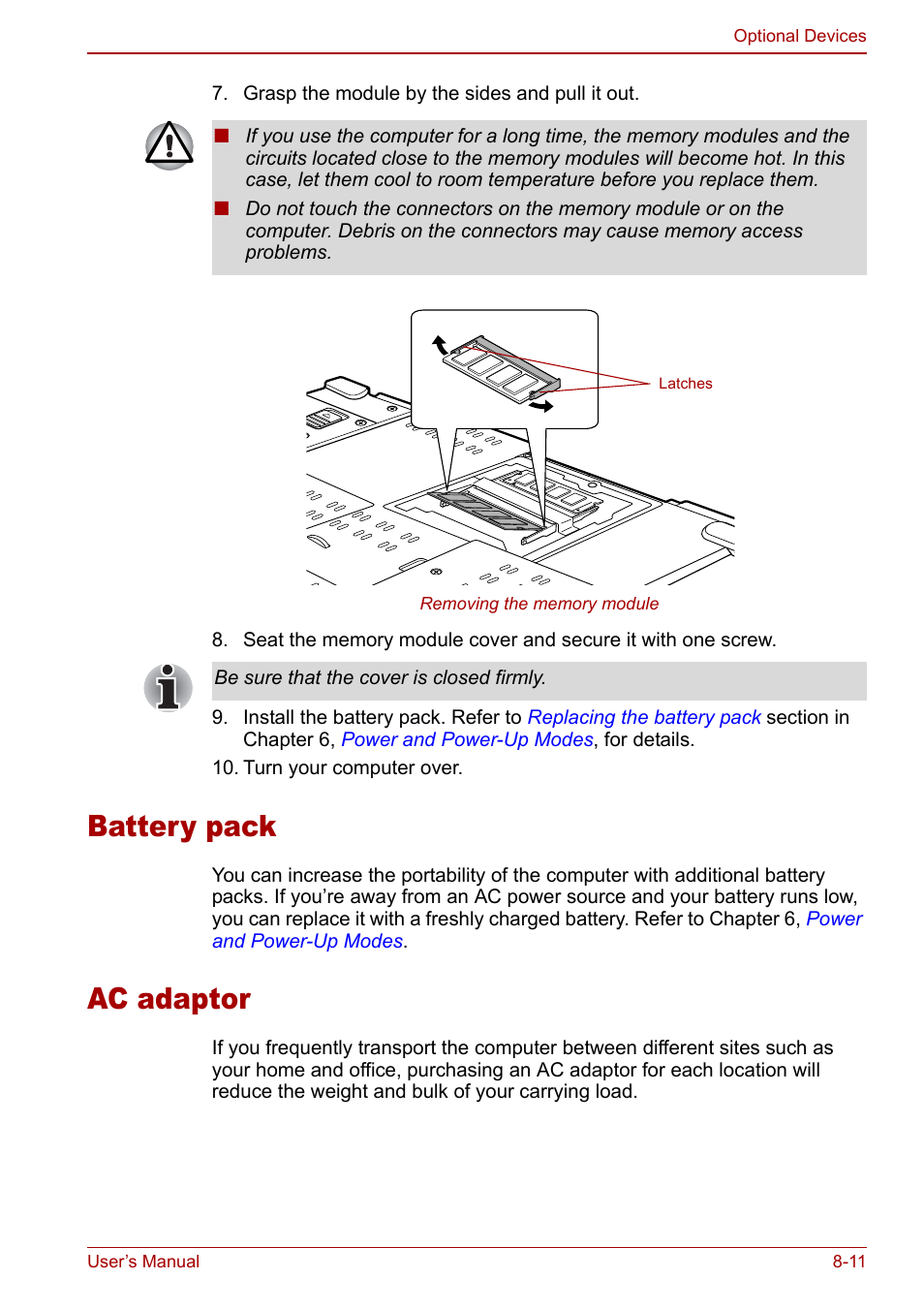 Battery pack, Ac adaptor, Battery pack -11 ac adaptor -11 | Toshiba Tecra S3 User Manual | Page 163 / 250