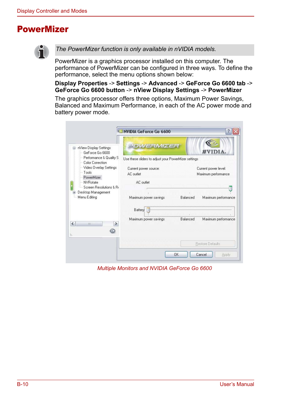 Powermizer | Toshiba Tecra S3 User Manual | Page 208 / 250