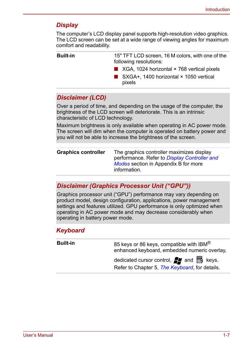 Toshiba Tecra S3 User Manual | Page 21 / 250