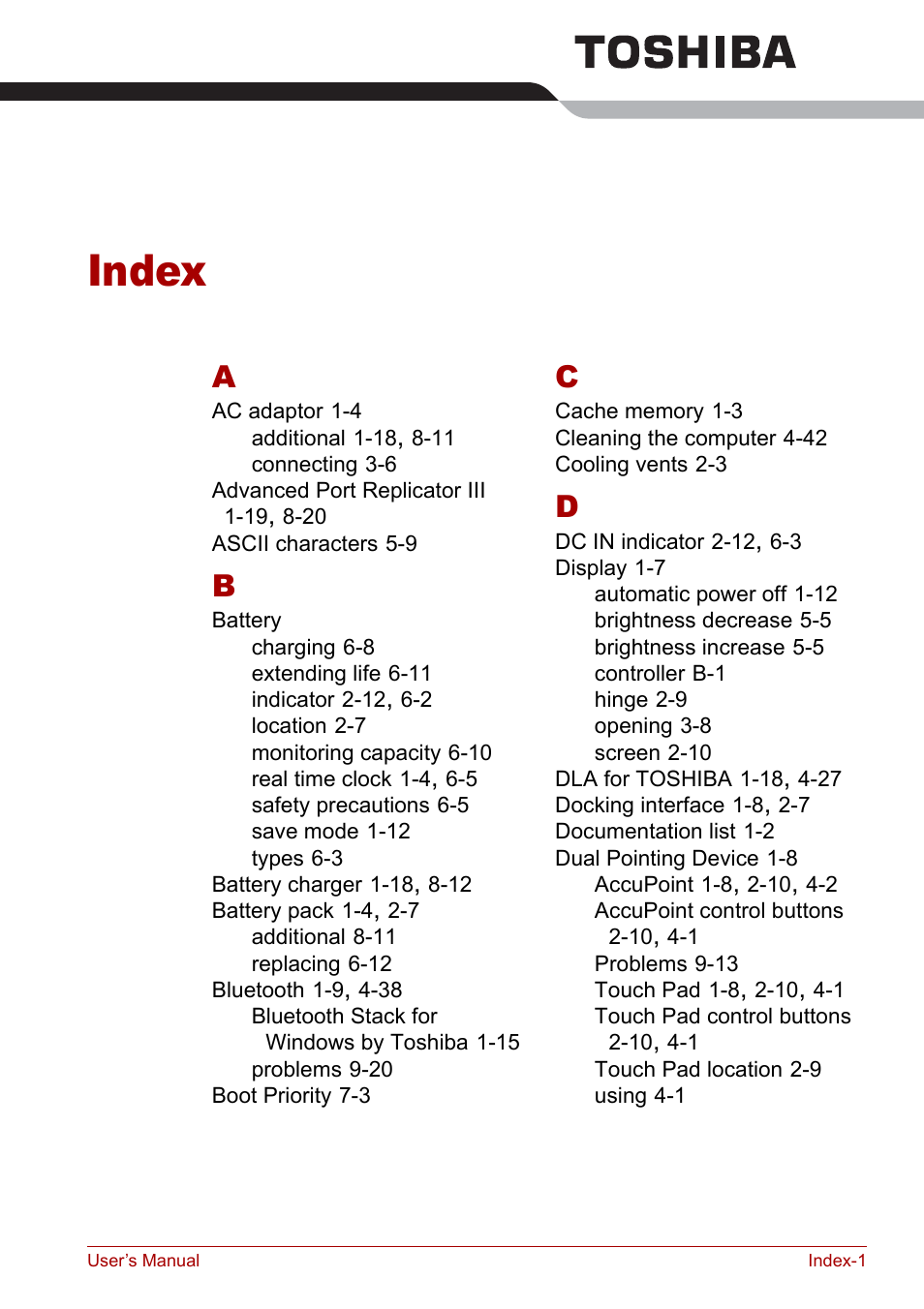 Index | Toshiba Tecra S3 User Manual | Page 245 / 250