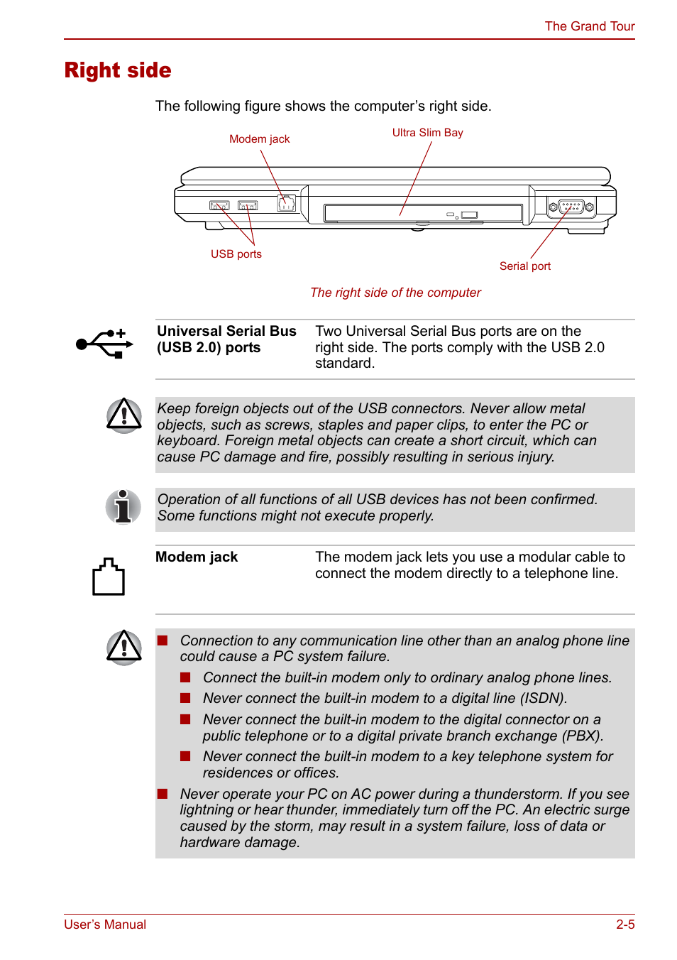 Right side, Right side -5 | Toshiba Tecra S3 User Manual | Page 39 / 250