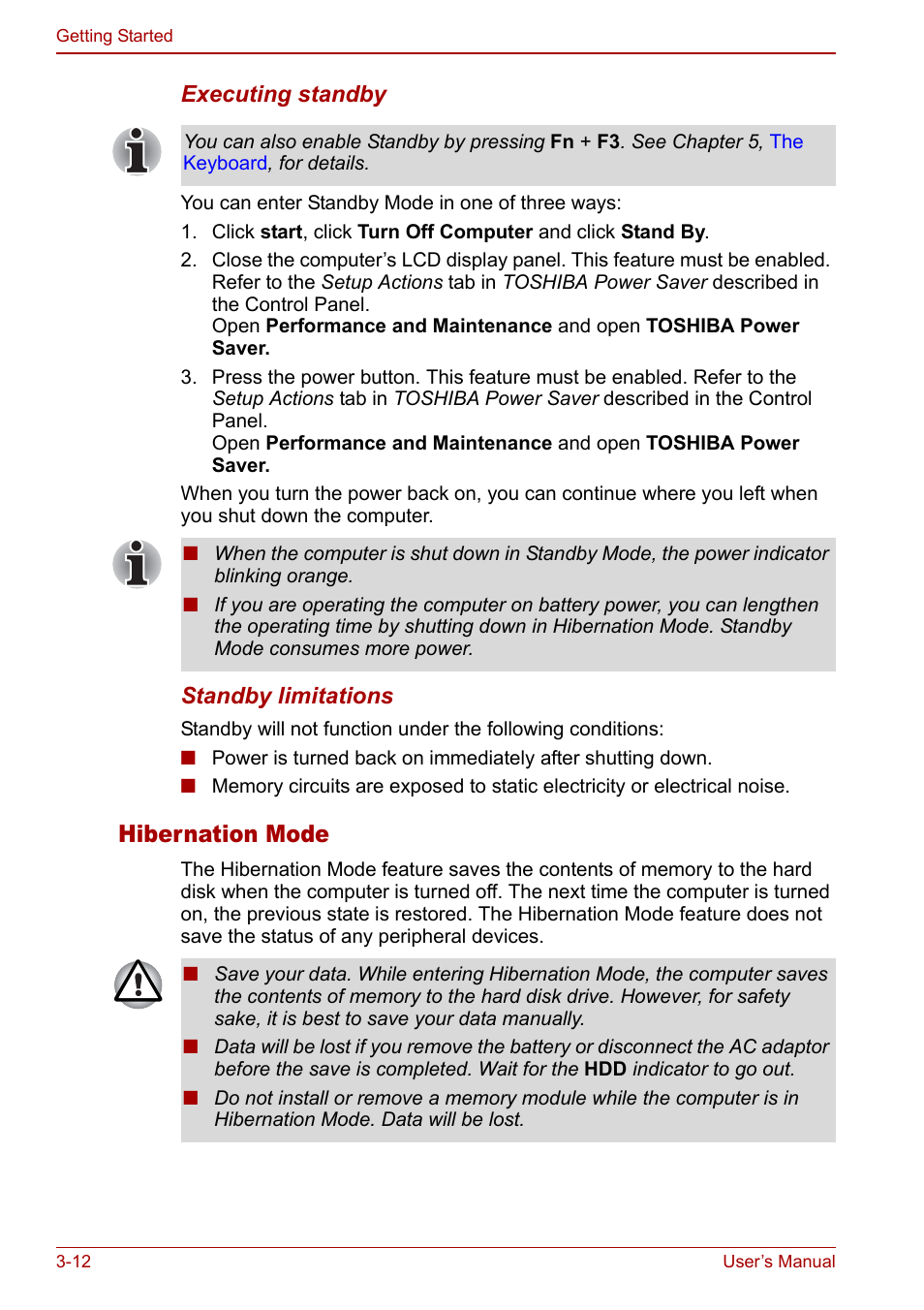 Hibernation mode | Toshiba Tecra S3 User Manual | Page 64 / 250