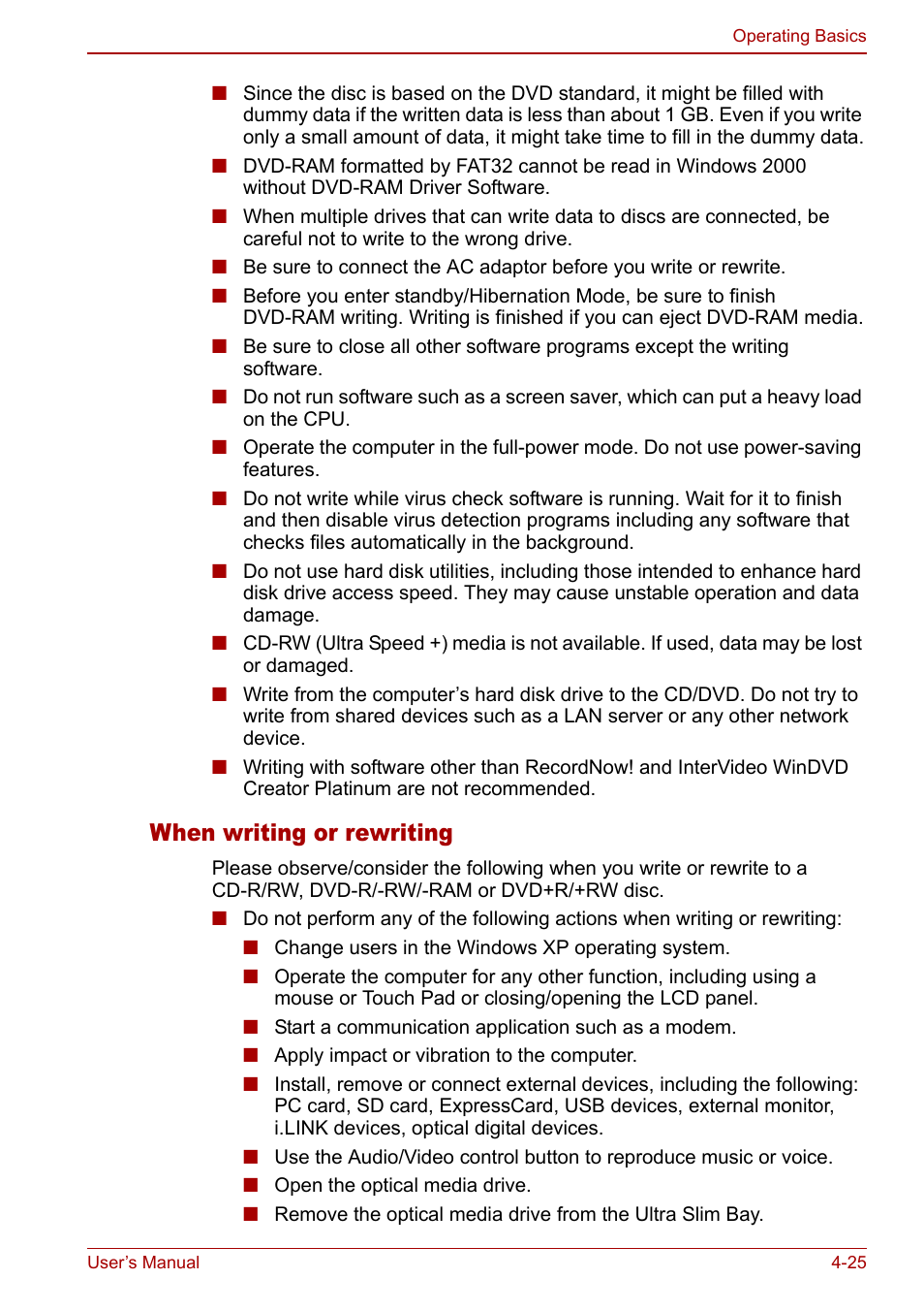 When writing or rewriting | Toshiba Tecra S3 User Manual | Page 93 / 250