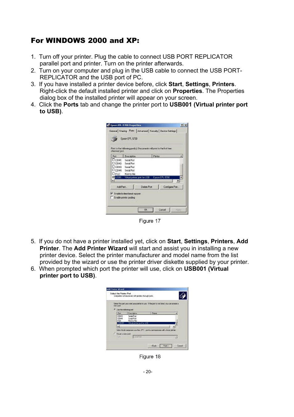 For windows 2000 and xp | Toshiba USB Port Replicator II User Manual | Page 20 / 25