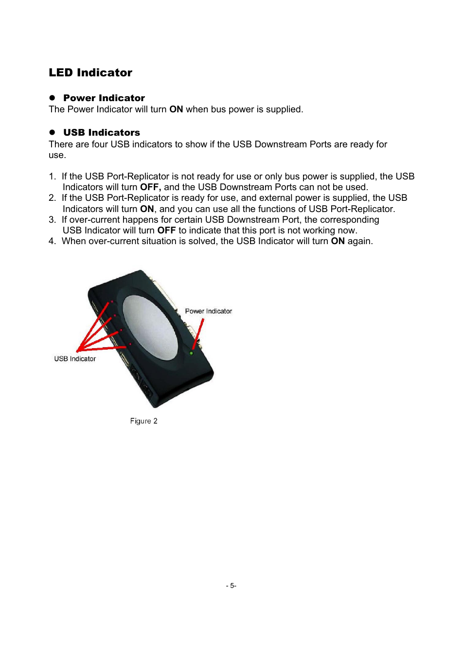 Led indicator | Toshiba USB Port Replicator II User Manual | Page 5 / 25