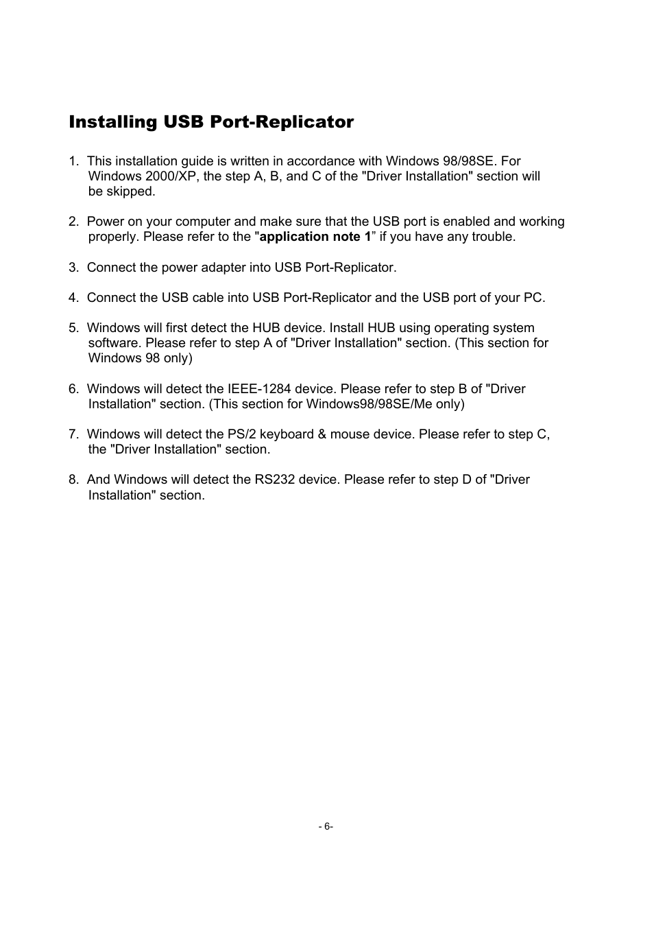 Installing usb port-replicator | Toshiba USB Port Replicator II User Manual | Page 6 / 25