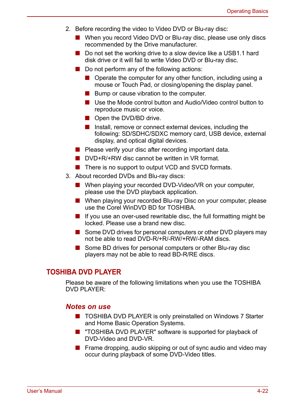 Toshiba dvd player | Toshiba Satellite L675D User Manual | Page 102 / 199