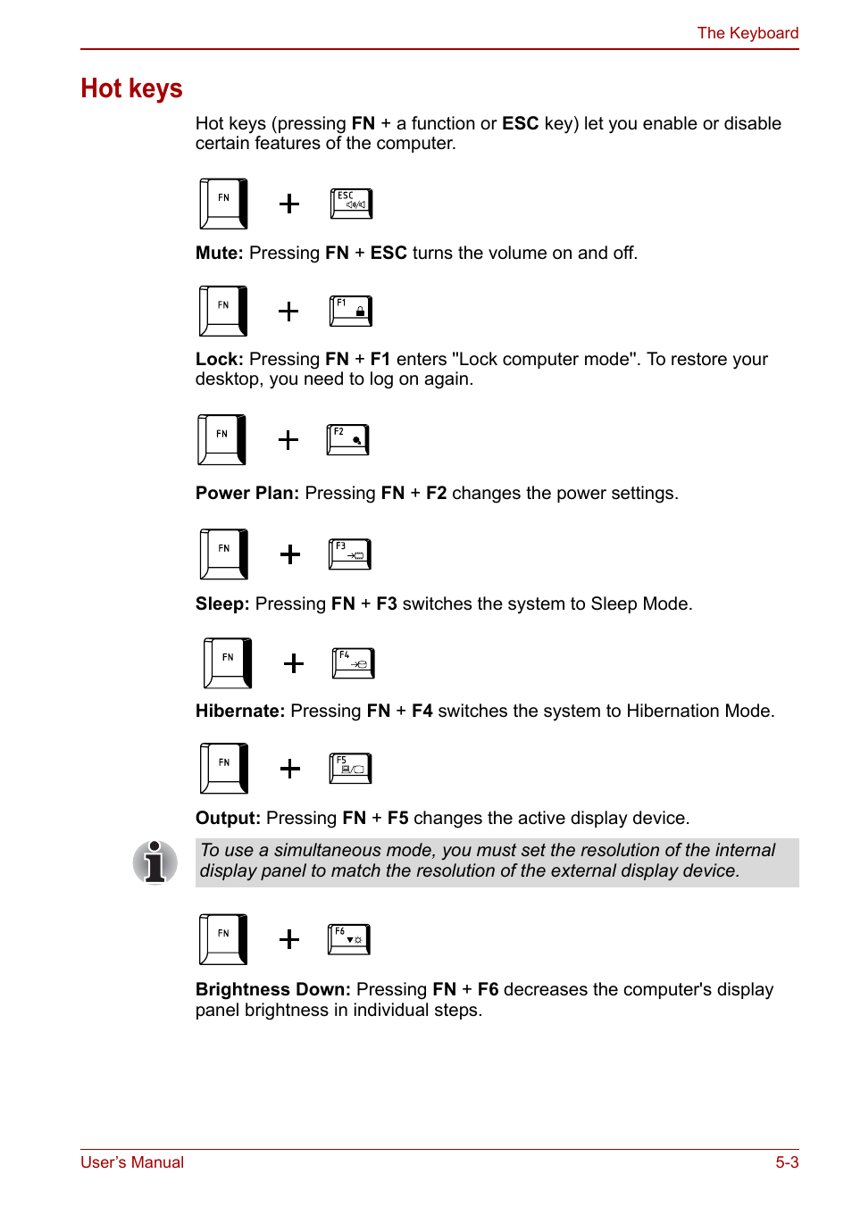 Hot keys, Hot keys -3 | Toshiba Satellite L675D User Manual | Page 121 / 199