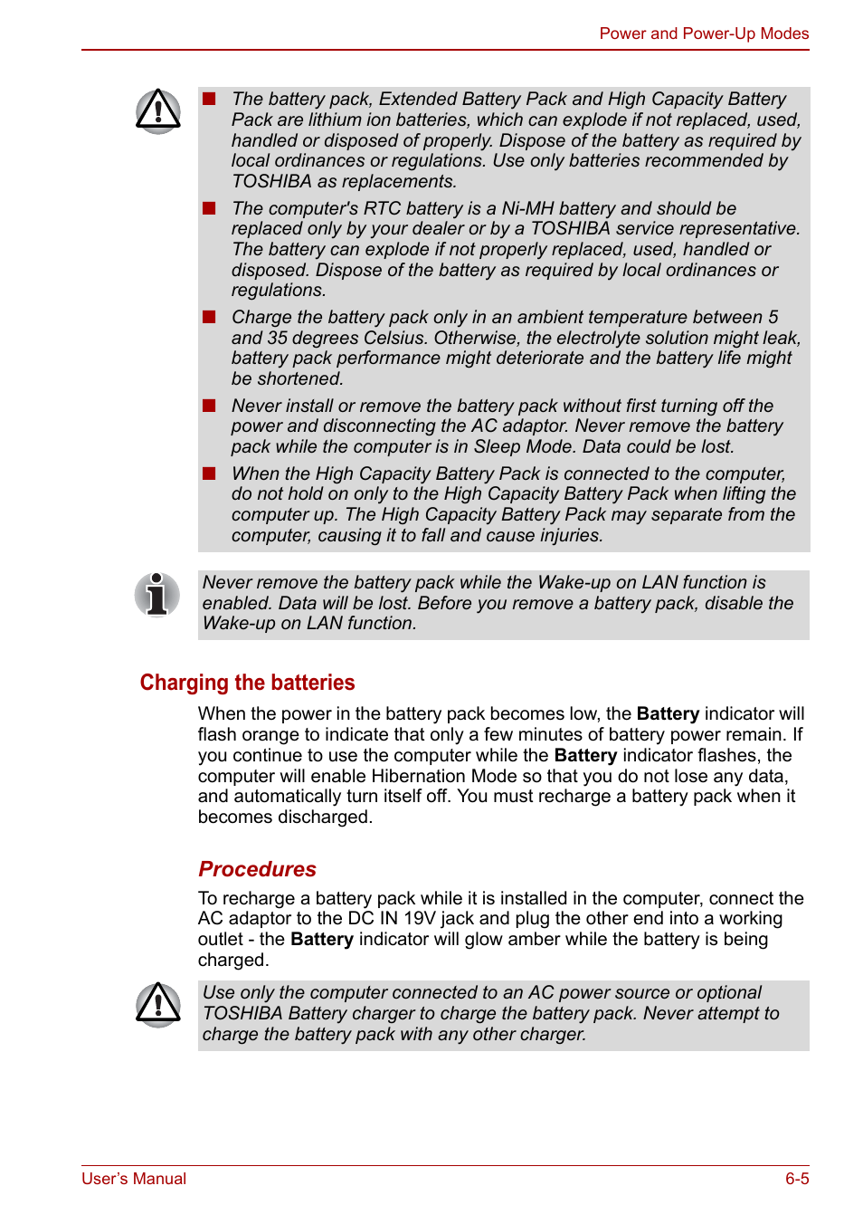 Charging the batteries | Toshiba Satellite L675D User Manual | Page 128 / 199
