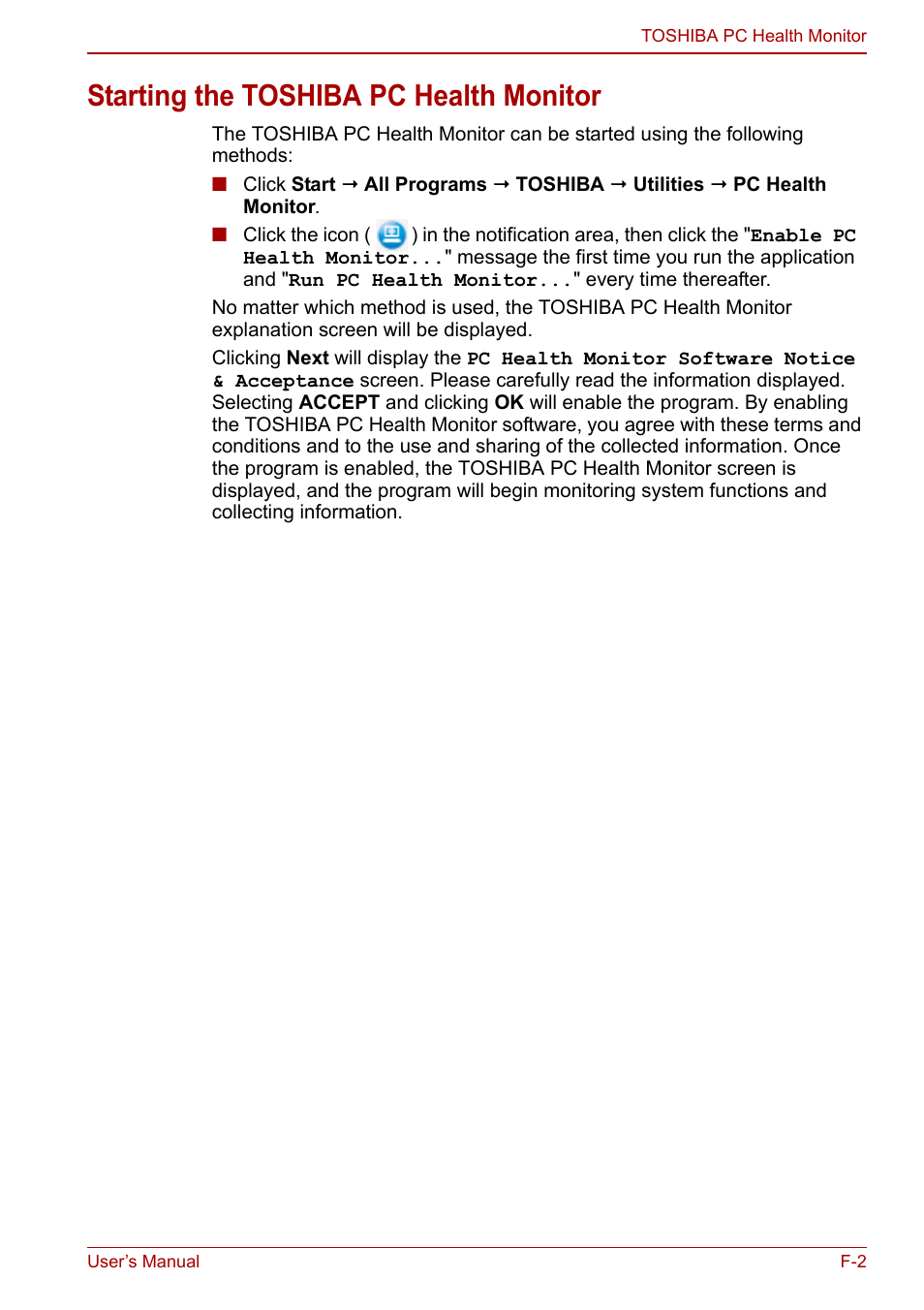 Starting the toshiba pc health monitor | Toshiba Satellite L675D User Manual | Page 175 / 199