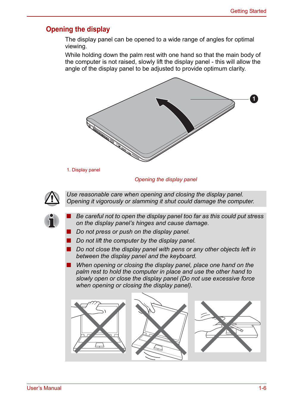 Opening the display | Toshiba Satellite L675D User Manual | Page 27 / 199