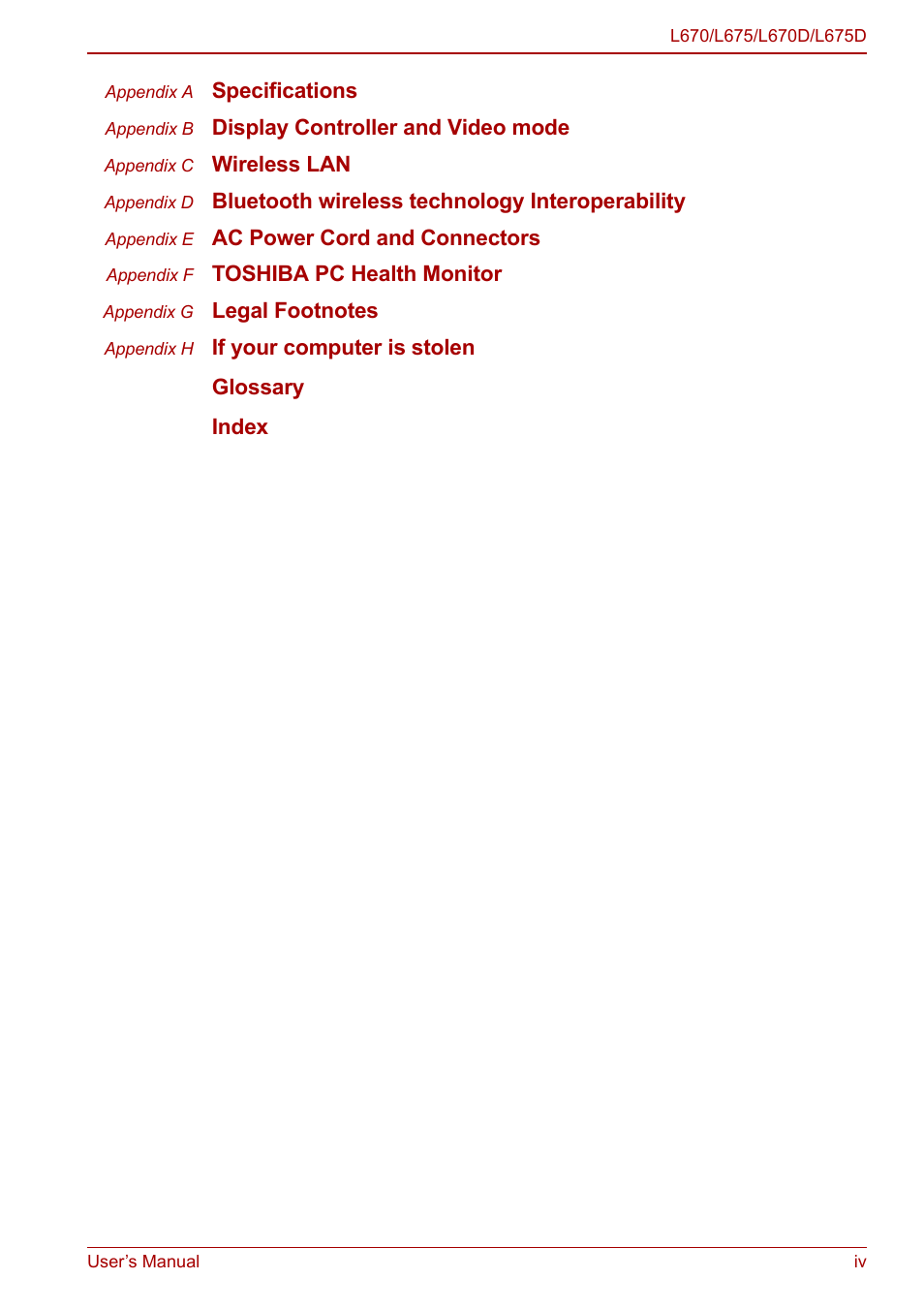 Toshiba Satellite L675D User Manual | Page 4 / 199