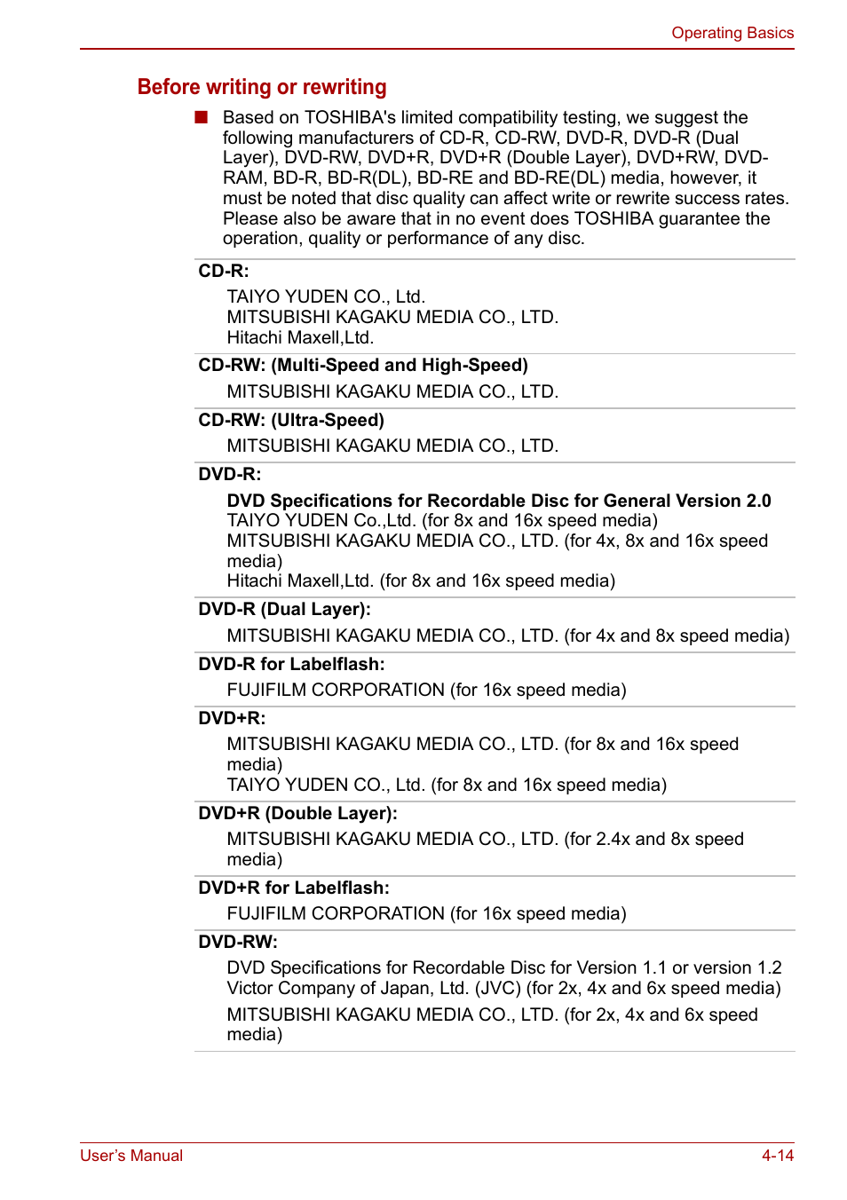Before writing or rewriting | Toshiba Satellite L675D User Manual | Page 94 / 199