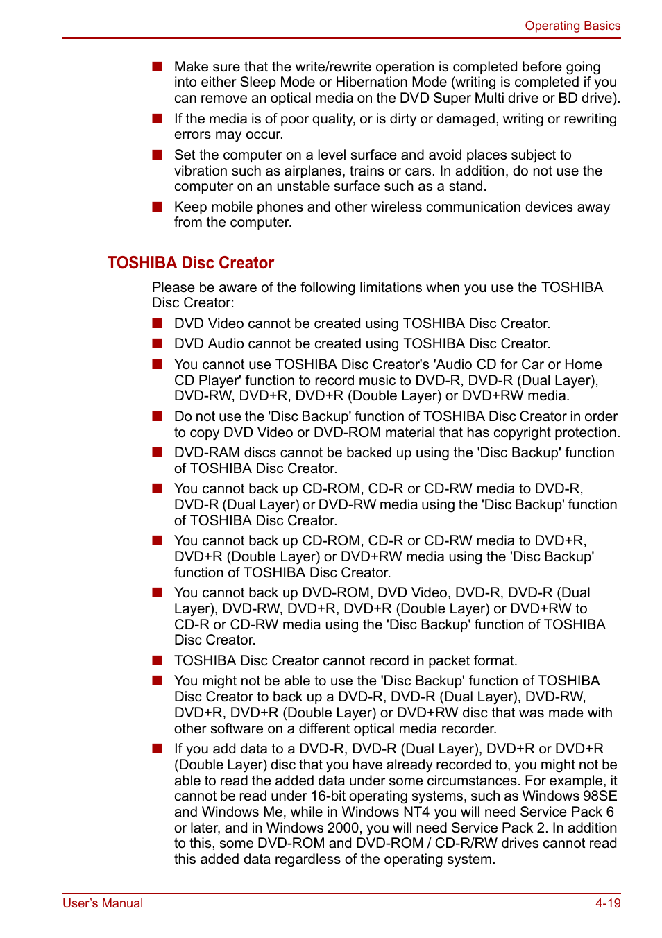 Toshiba disc creator | Toshiba Satellite L675D User Manual | Page 99 / 199