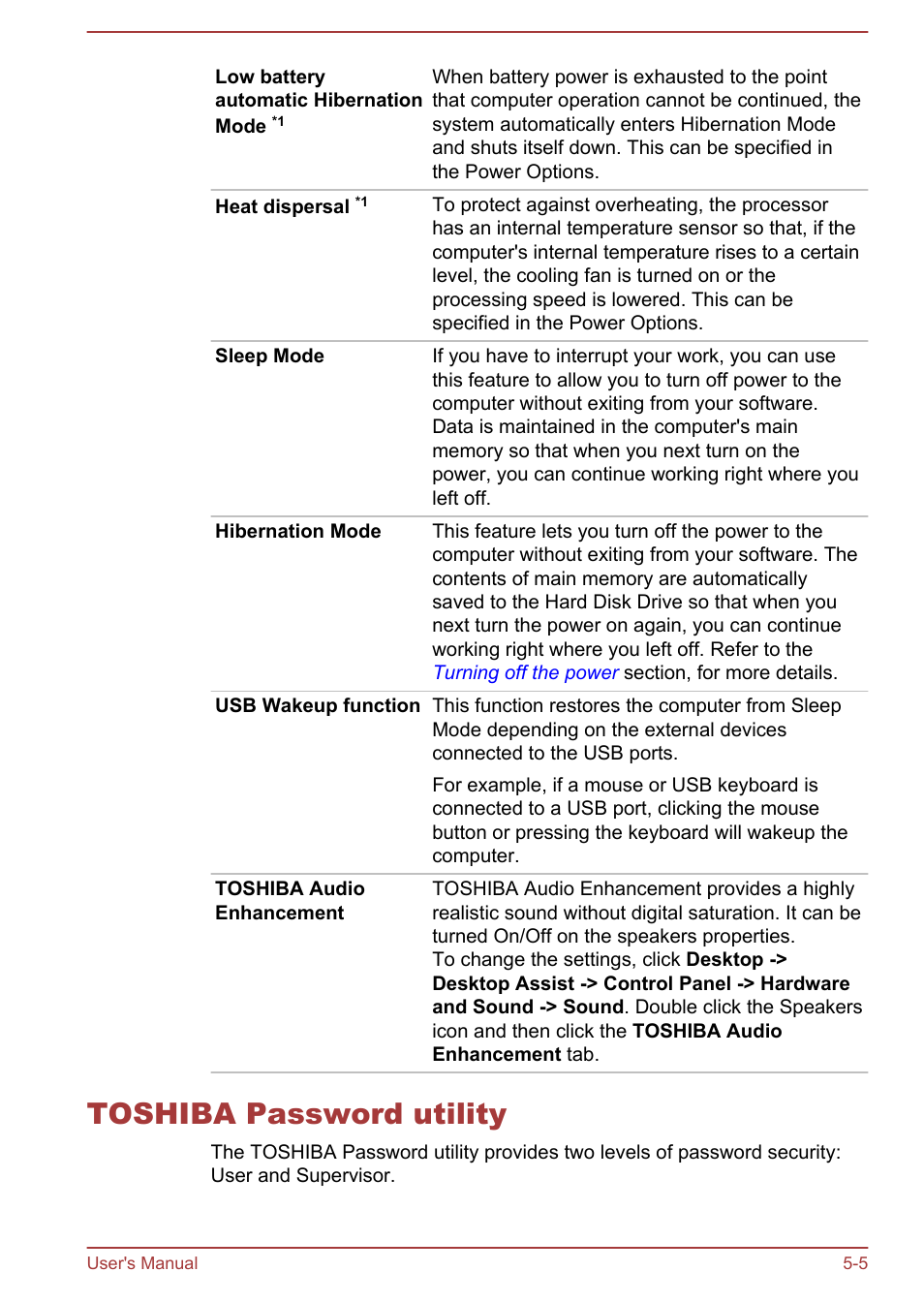 Toshiba password utility, Toshiba password utility -5 | Toshiba Satellite L855-B User Manual | Page 108 / 144