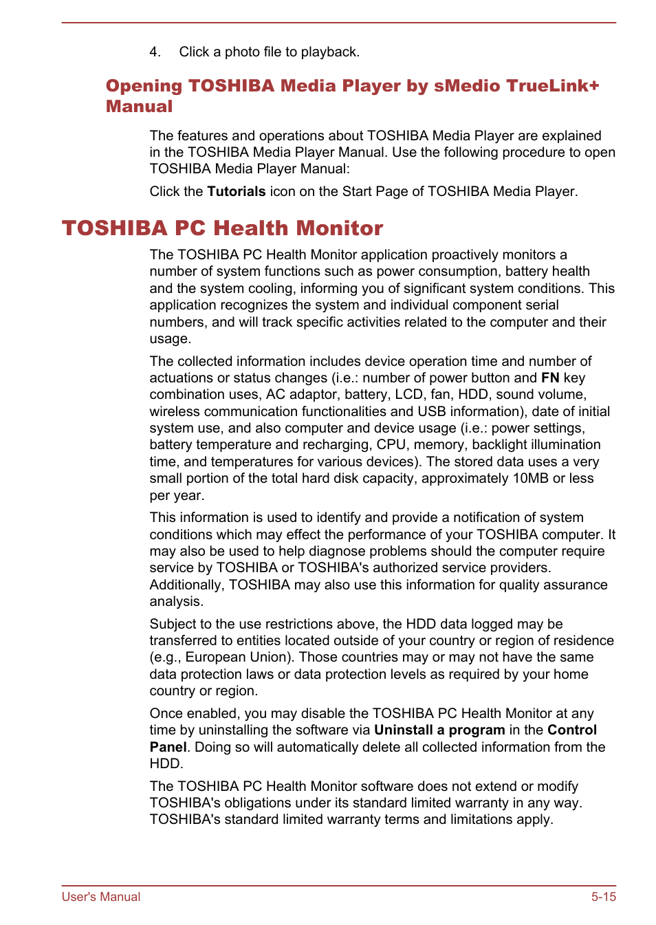 Toshiba pc health monitor, Toshiba pc health monitor -15 | Toshiba Satellite L855-B User Manual | Page 118 / 144