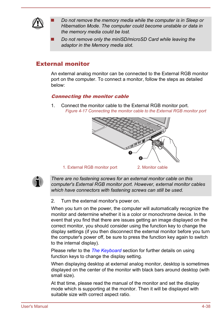 External monitor | Toshiba Satellite L855-B User Manual | Page 96 / 144