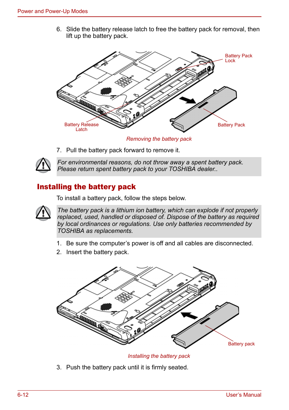 Installing the battery pack | Toshiba Satellite Pro M40 User Manual | Page 118 / 190