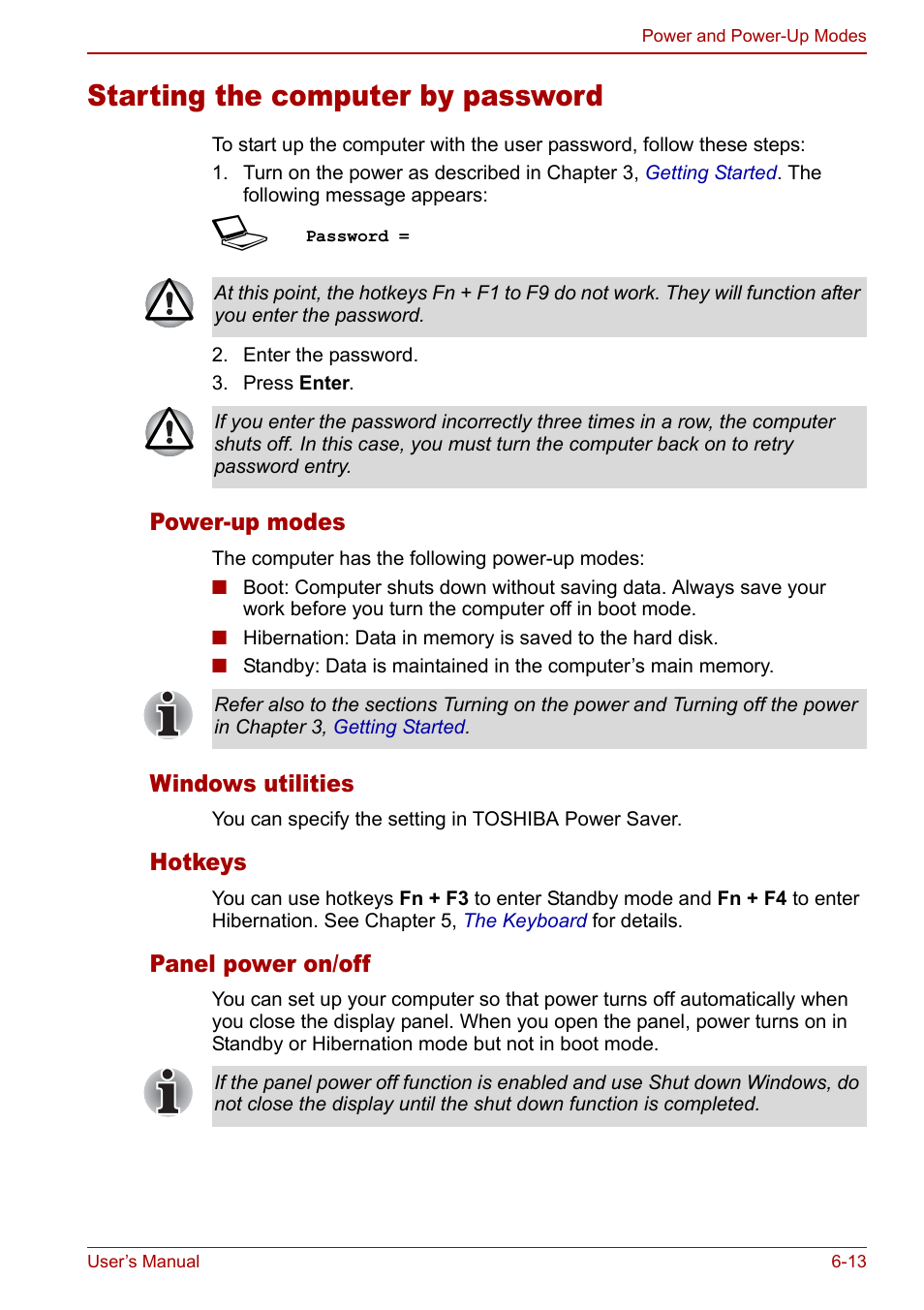 Starting the computer by password, Starting the computer by password -13 | Toshiba Satellite Pro M40 User Manual | Page 119 / 190