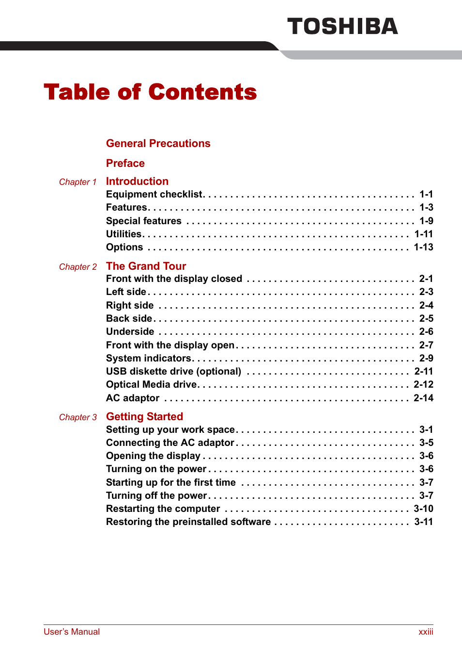 Toshiba Satellite Pro M40 User Manual | Page 23 / 190