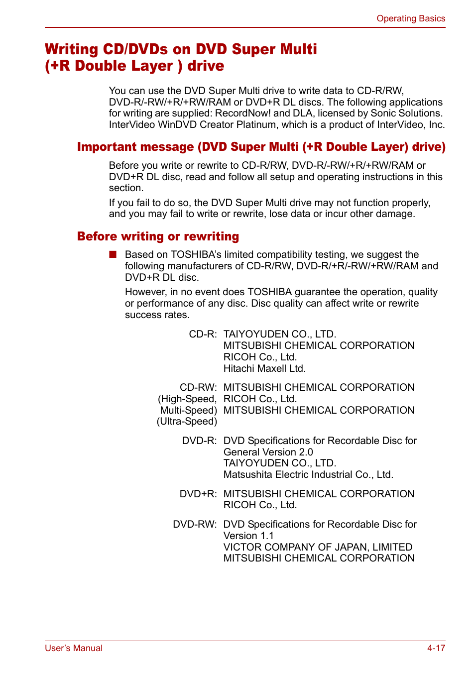 Before writing or rewriting | Toshiba Satellite Pro M40 User Manual | Page 83 / 190