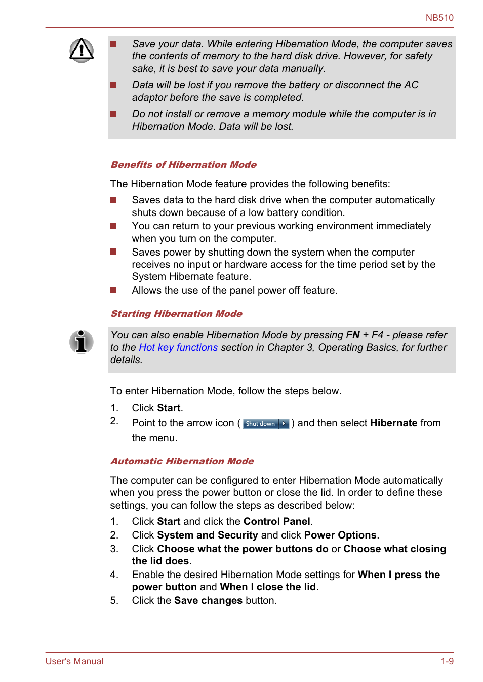 Toshiba NB510 User Manual | Page 23 / 127