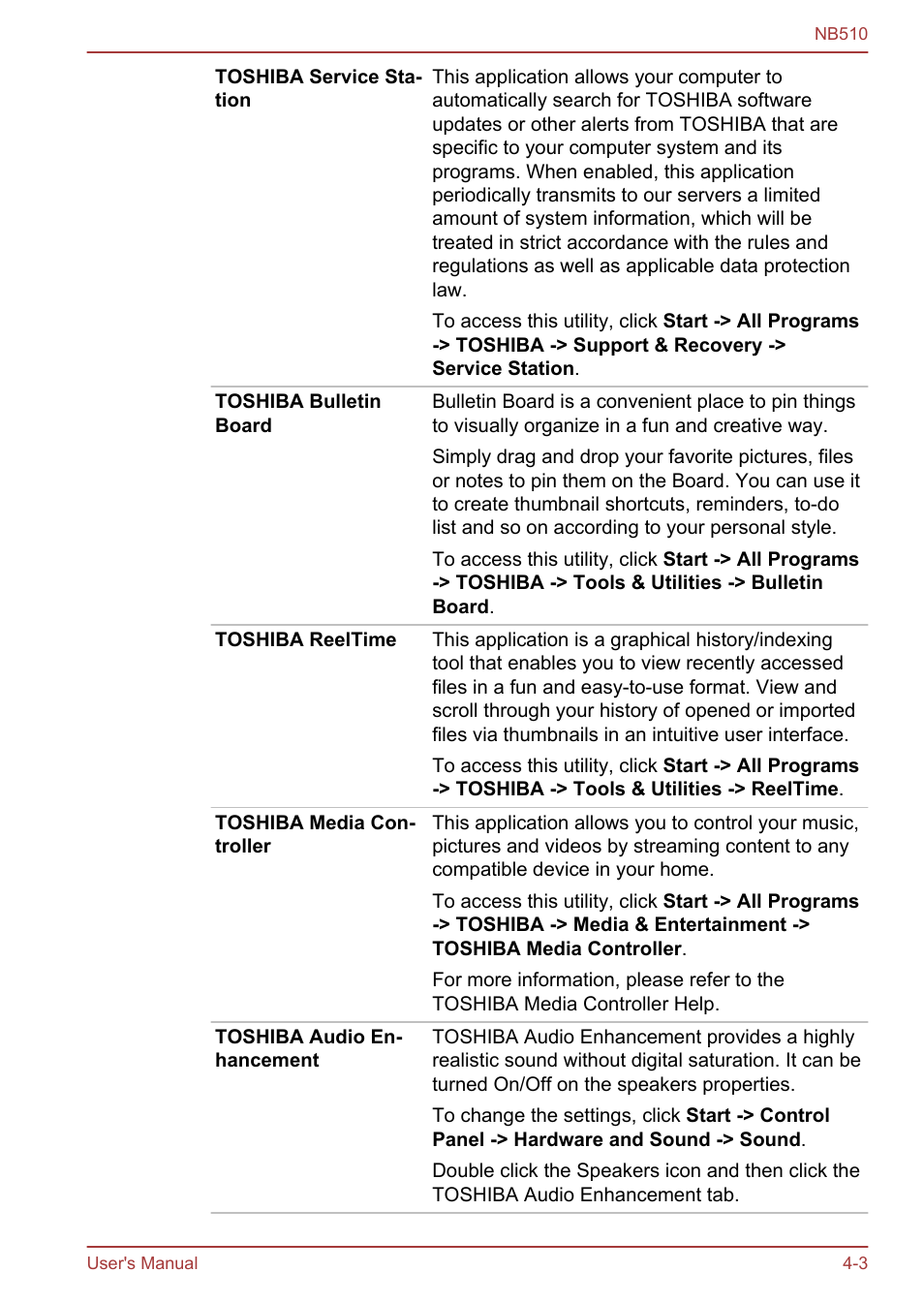 Toshiba NB510 User Manual | Page 66 / 127