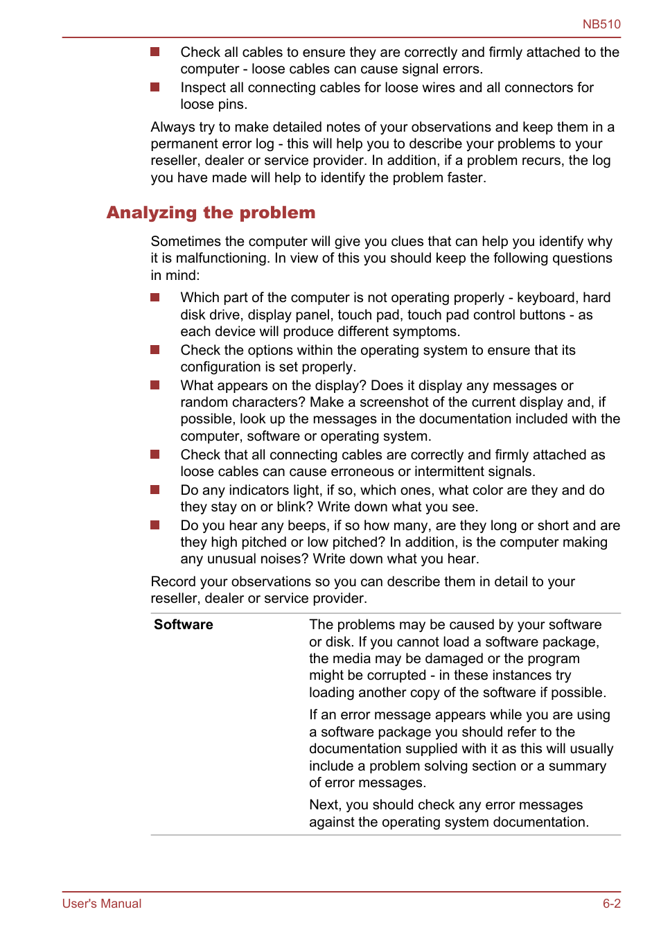 Analyzing the problem | Toshiba NB510 User Manual | Page 90 / 127