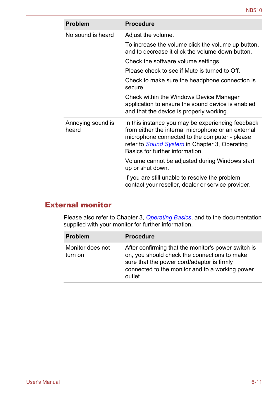 External monitor | Toshiba NB510 User Manual | Page 99 / 127