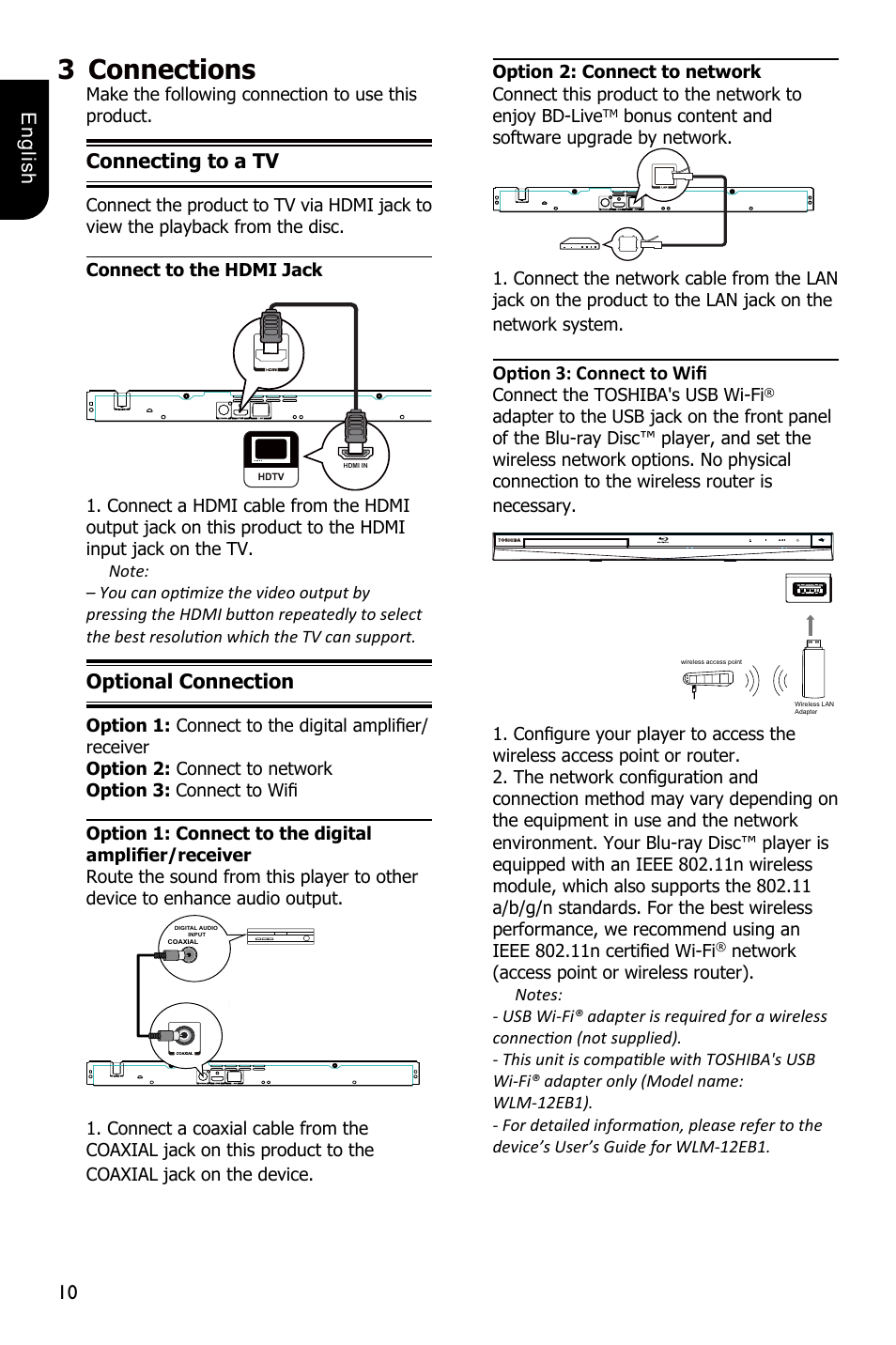 3connections | Toshiba BDX4300 User Manual | Page 10 / 46