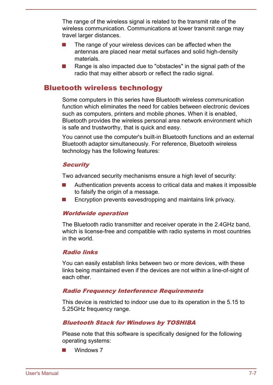 Bluetooth wireless technology | Toshiba Satellite Pro C50-A User Manual | Page 120 / 135