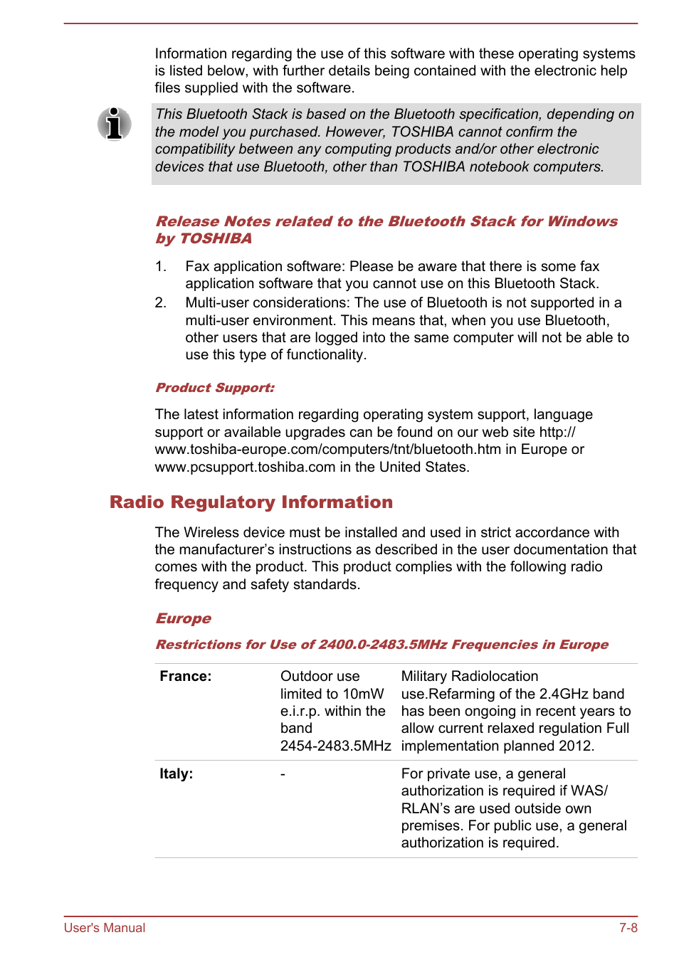 Radio regulatory information | Toshiba Satellite Pro C50-A User Manual | Page 121 / 135