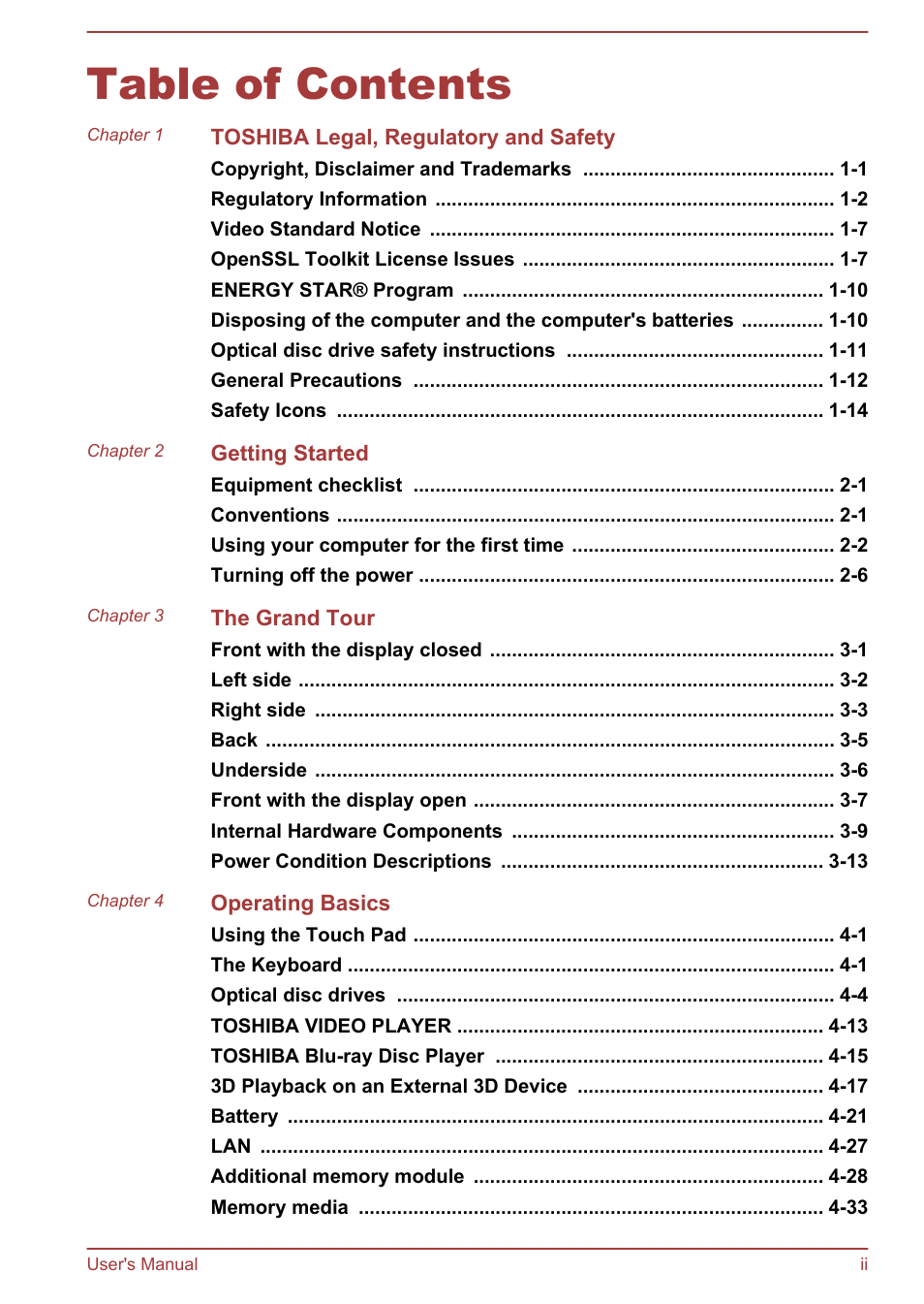 Toshiba Satellite Pro C50-A User Manual | Page 2 / 135