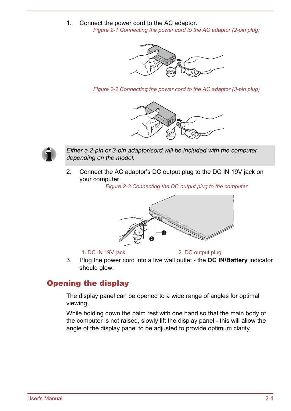 Opening the display | Toshiba Satellite Pro C50-A User Manual | Page 22 / 135