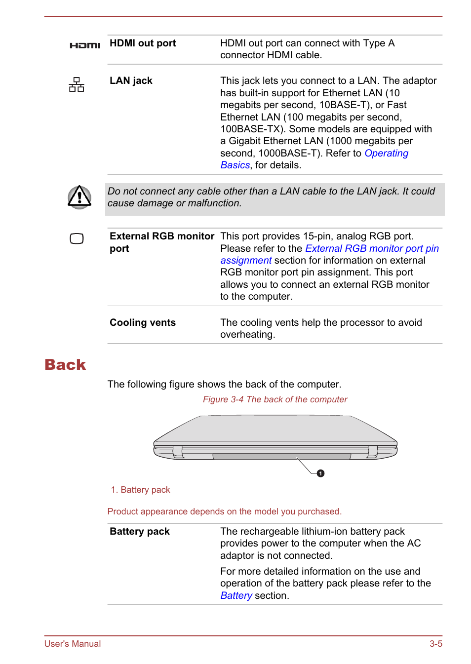 Back, Back -5 | Toshiba Satellite Pro C50-A User Manual | Page 33 / 135