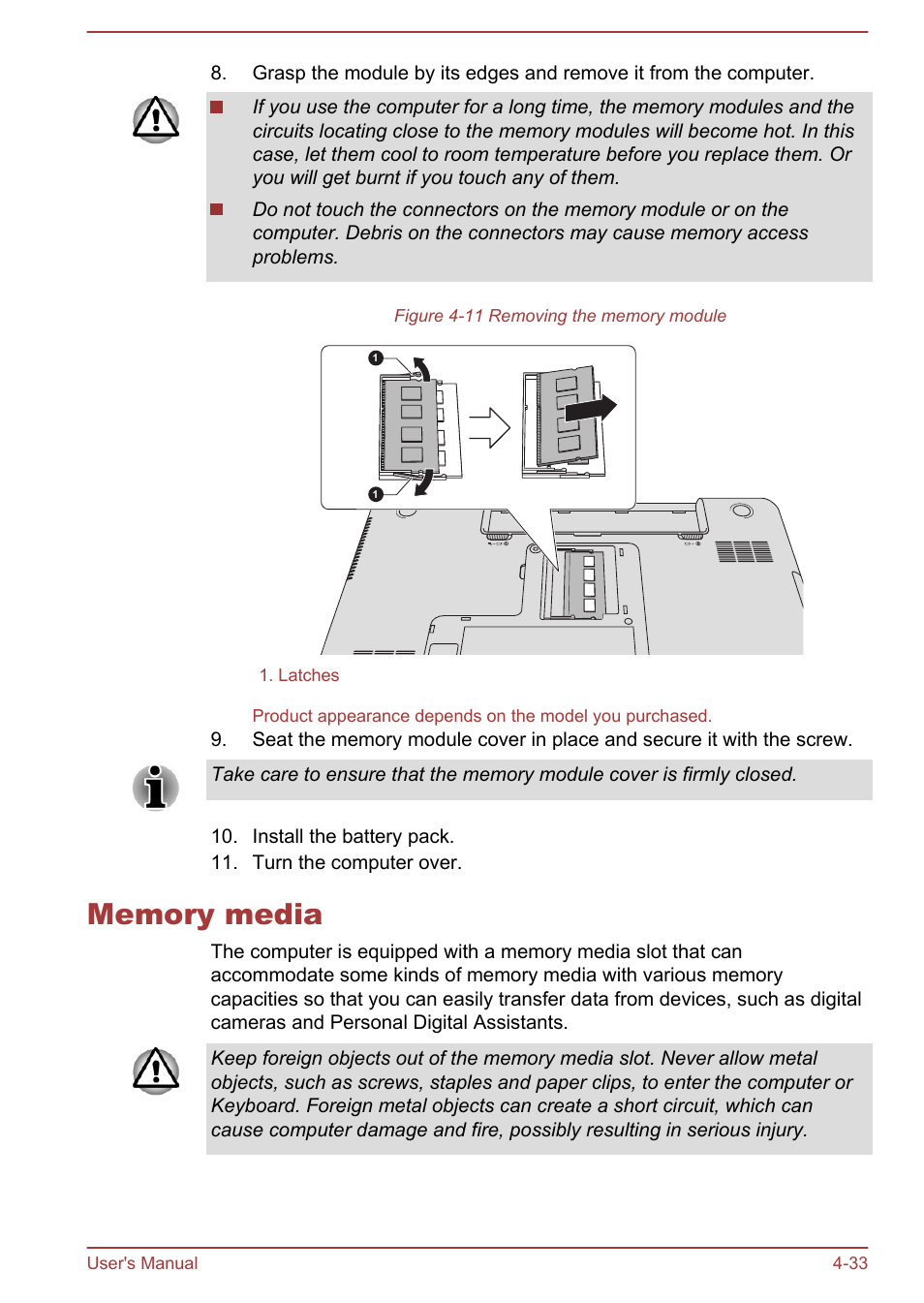 Memory media, Memory media -33 | Toshiba Satellite Pro C50-A User Manual | Page 75 / 135