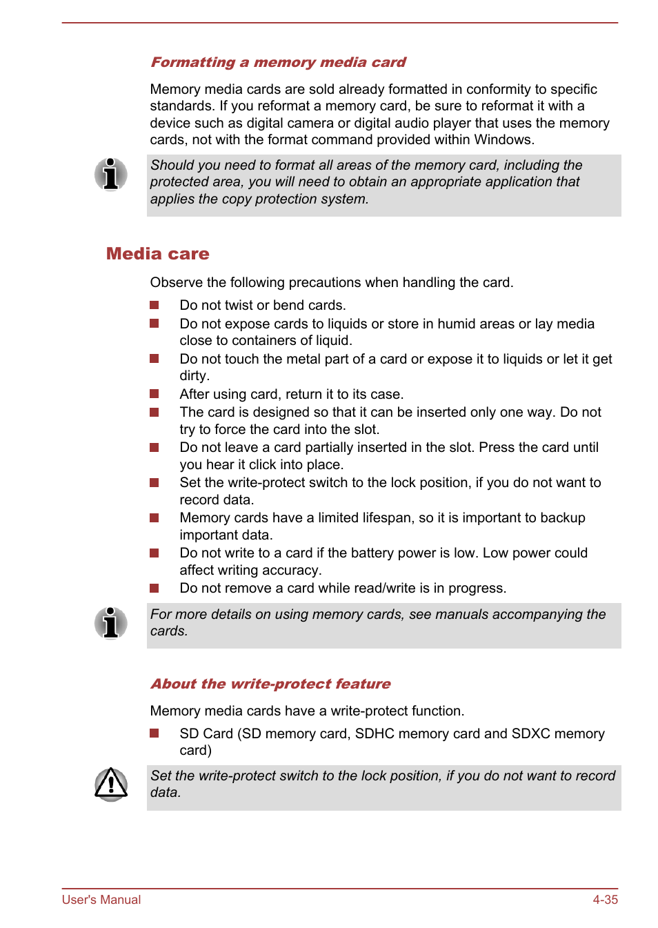 Media care | Toshiba Satellite Pro C50-A User Manual | Page 77 / 135