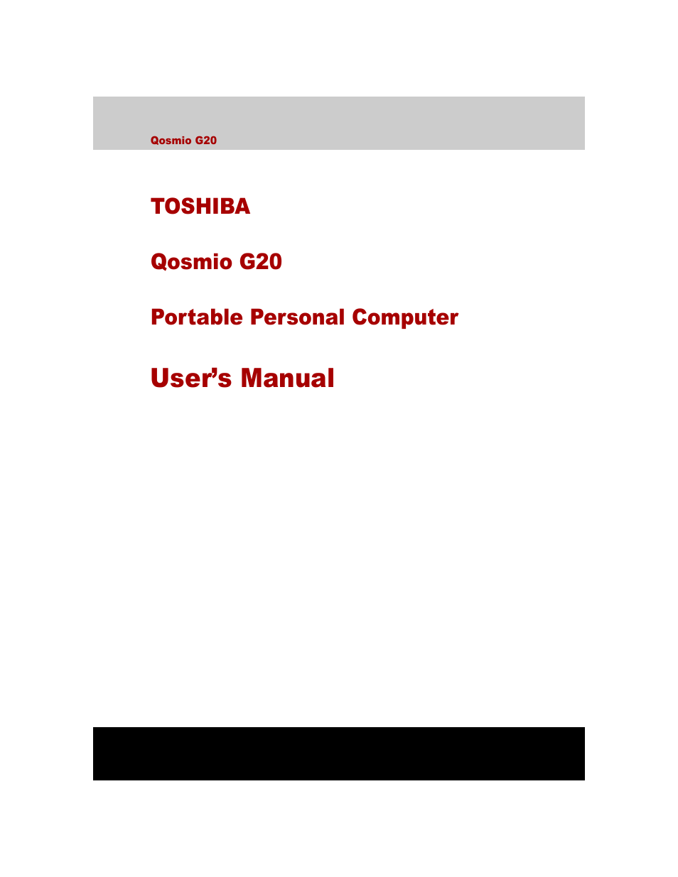 Toshiba Qosmio G20 (PQG20) User Manual | 264 pages