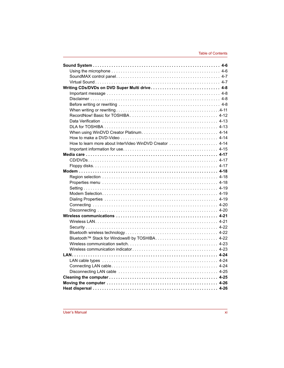 Toshiba Qosmio G20 (PQG20) User Manual | Page 11 / 264