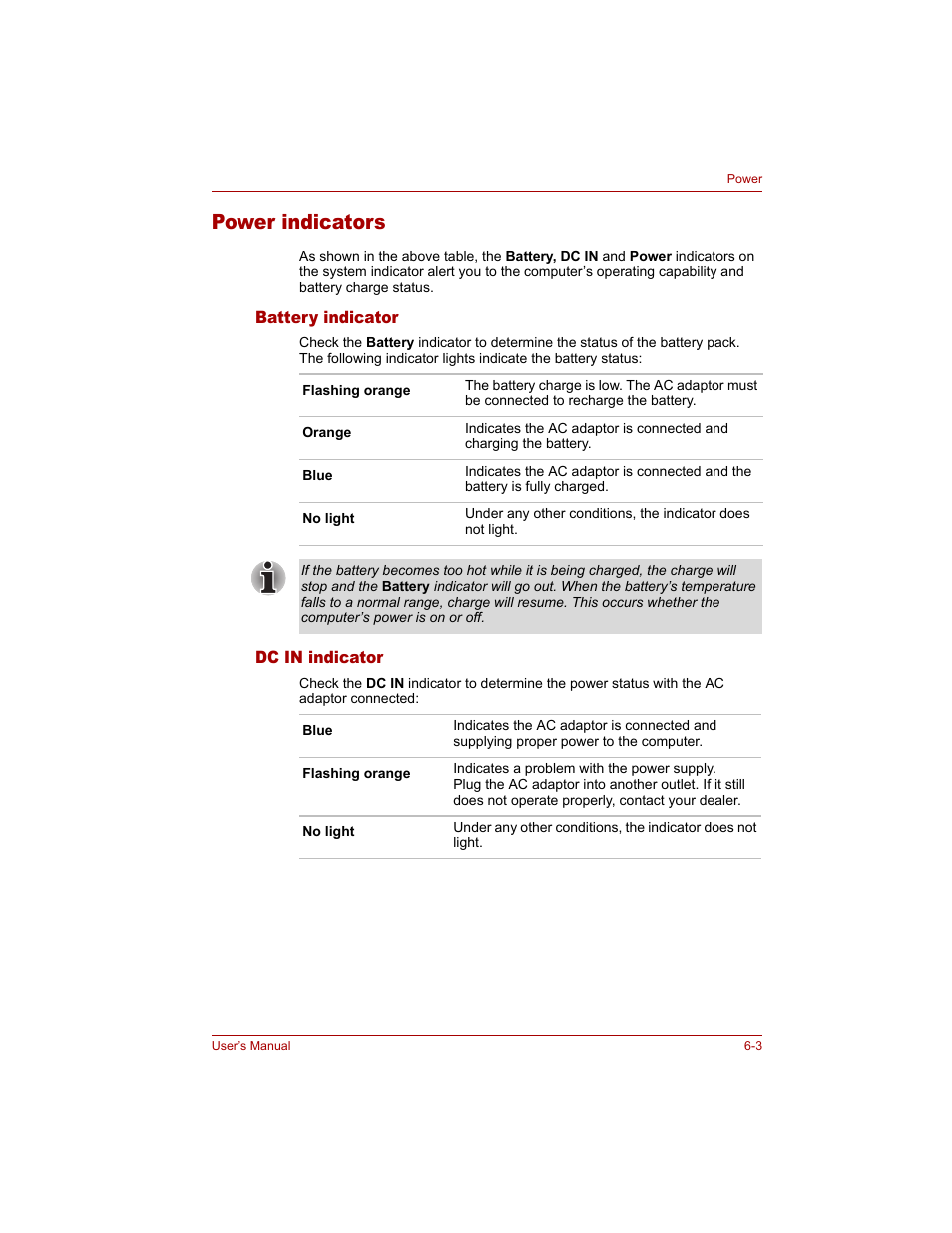 Power indicators, Battery indicator, Dc in indicator | Power indicators -3, Battery indicator -3 dc in indicator -3 | Toshiba Qosmio G20 (PQG20) User Manual | Page 111 / 264