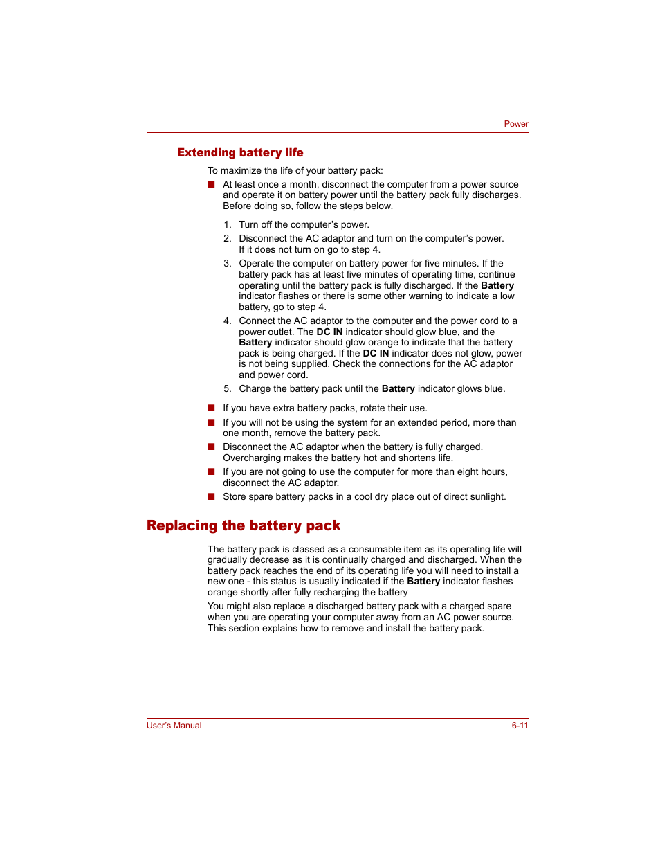 Extending battery life, Replacing the battery pack, Extending battery life -11 | Replacing the battery pack -11 | Toshiba Qosmio G20 (PQG20) User Manual | Page 119 / 264