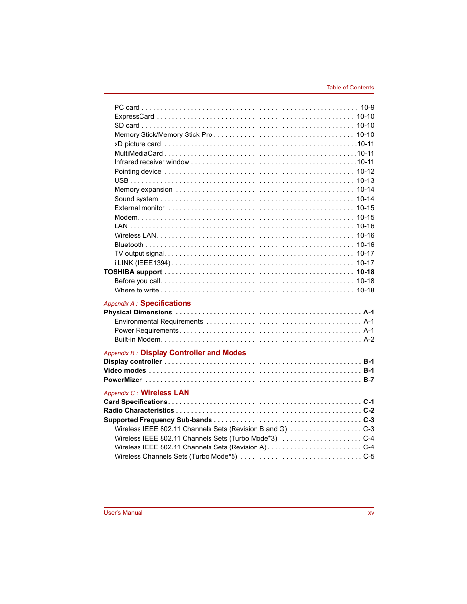 Toshiba Qosmio G20 (PQG20) User Manual | Page 15 / 264